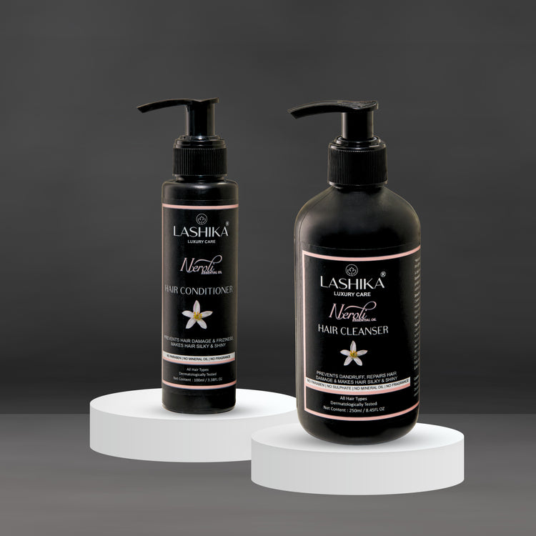 Neroli Hair Care Range -with Neroli hair cleanser and neroli hair shampoo. It Promotes Hair Growth , Scalp Health , Shine & Luster & Aromatherapy
