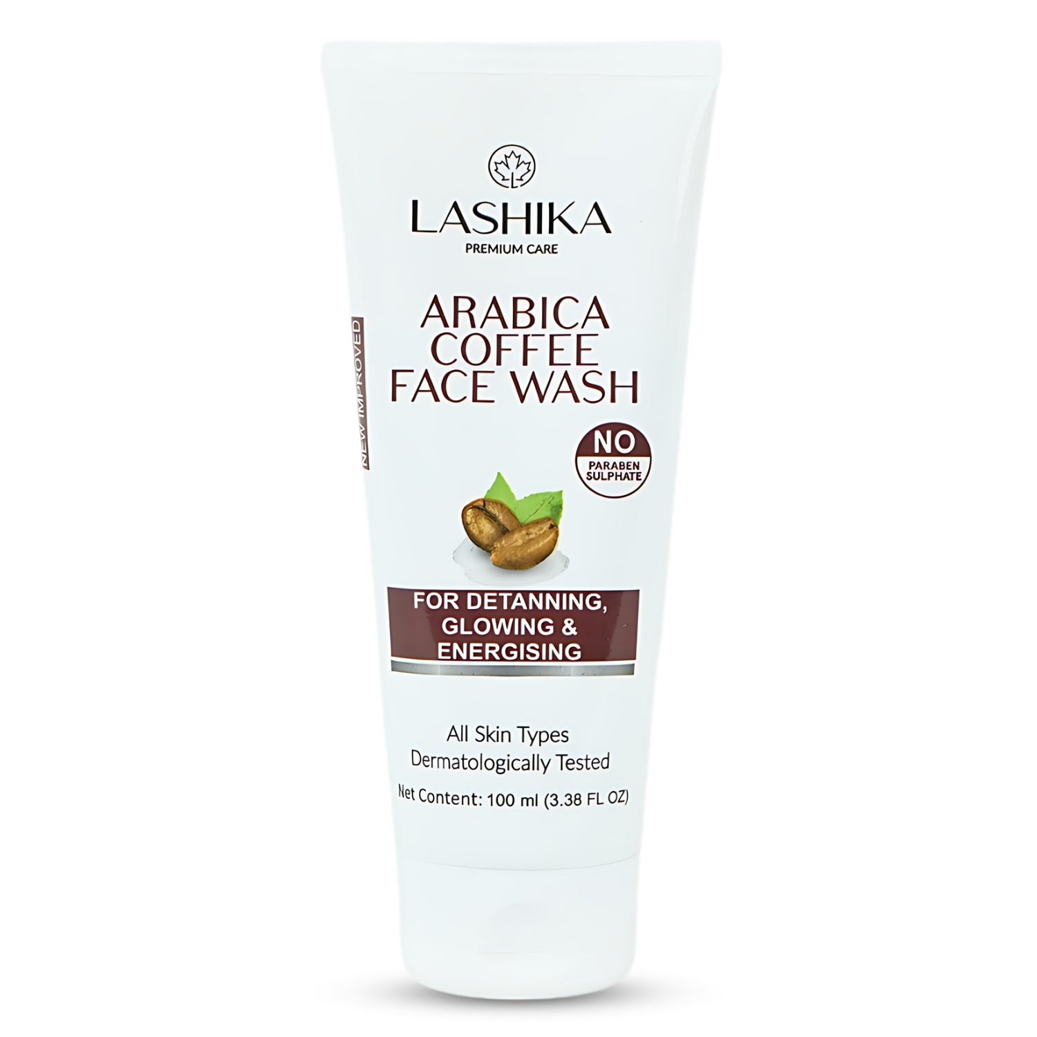 Lashika Arabica Coffee Face Wash for detanning, glowing, and energising skin – suitable for all skin types.
