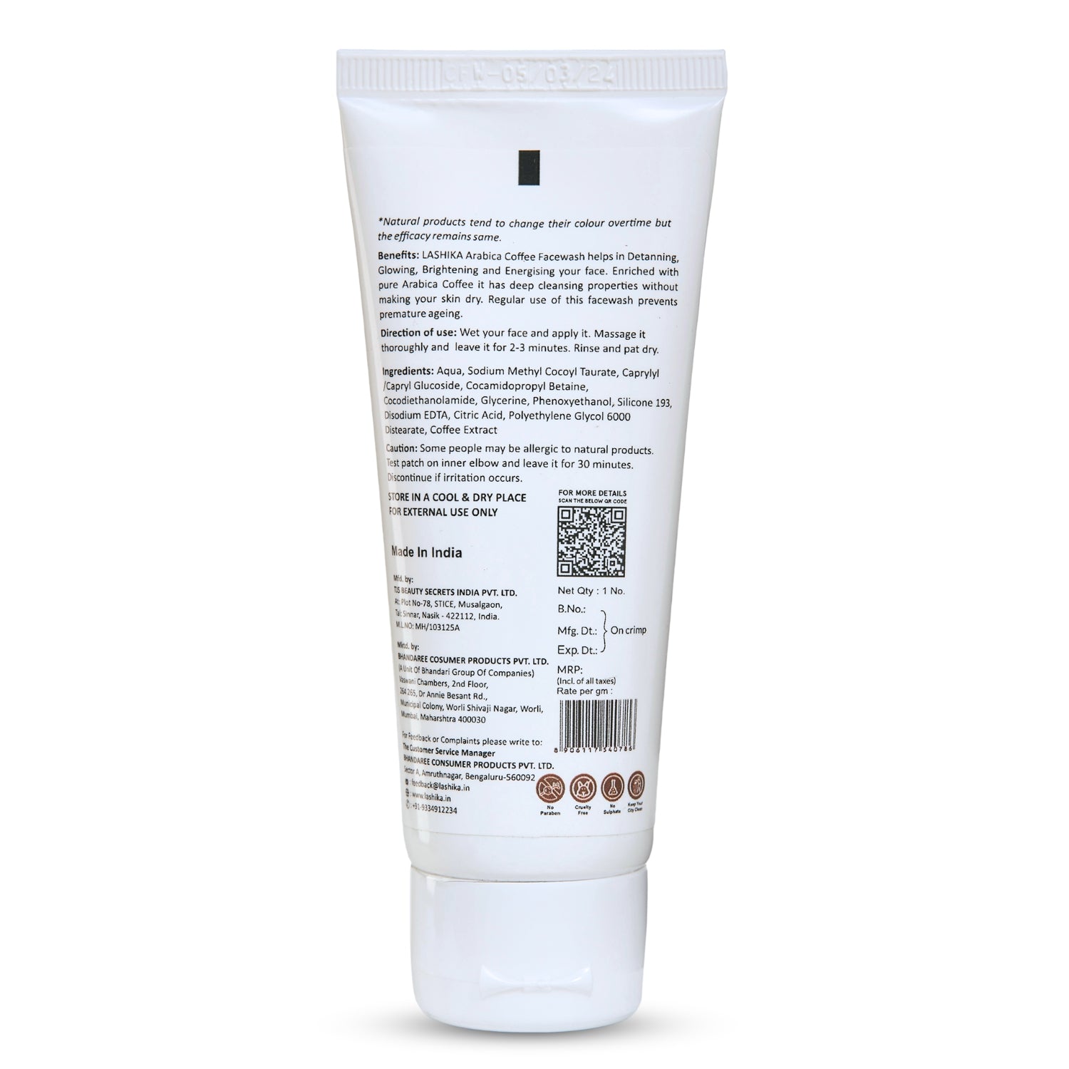 Back image of Arabica Coffee Facewash
