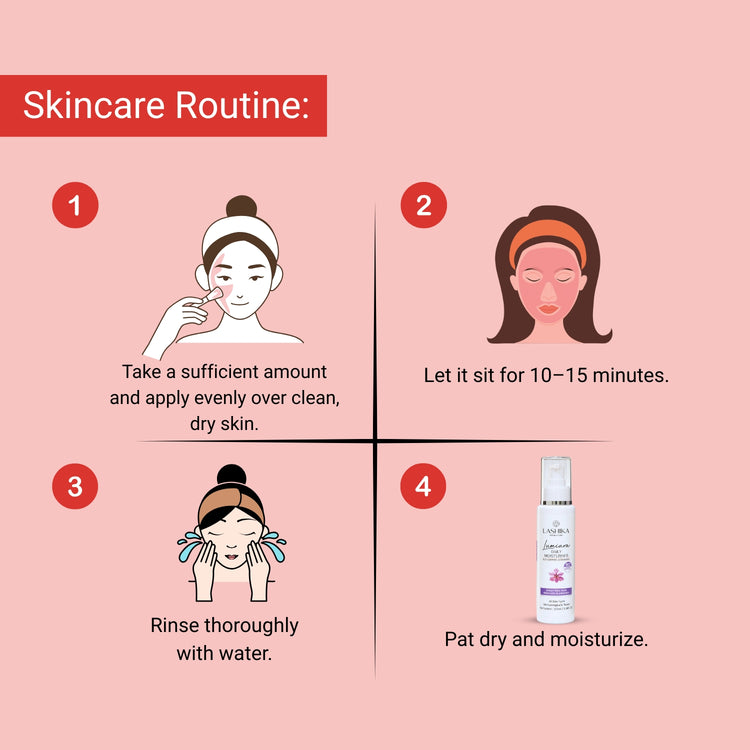 Lashika Coral Clay Face Pack application routine for bright, refreshed, and clear skin.