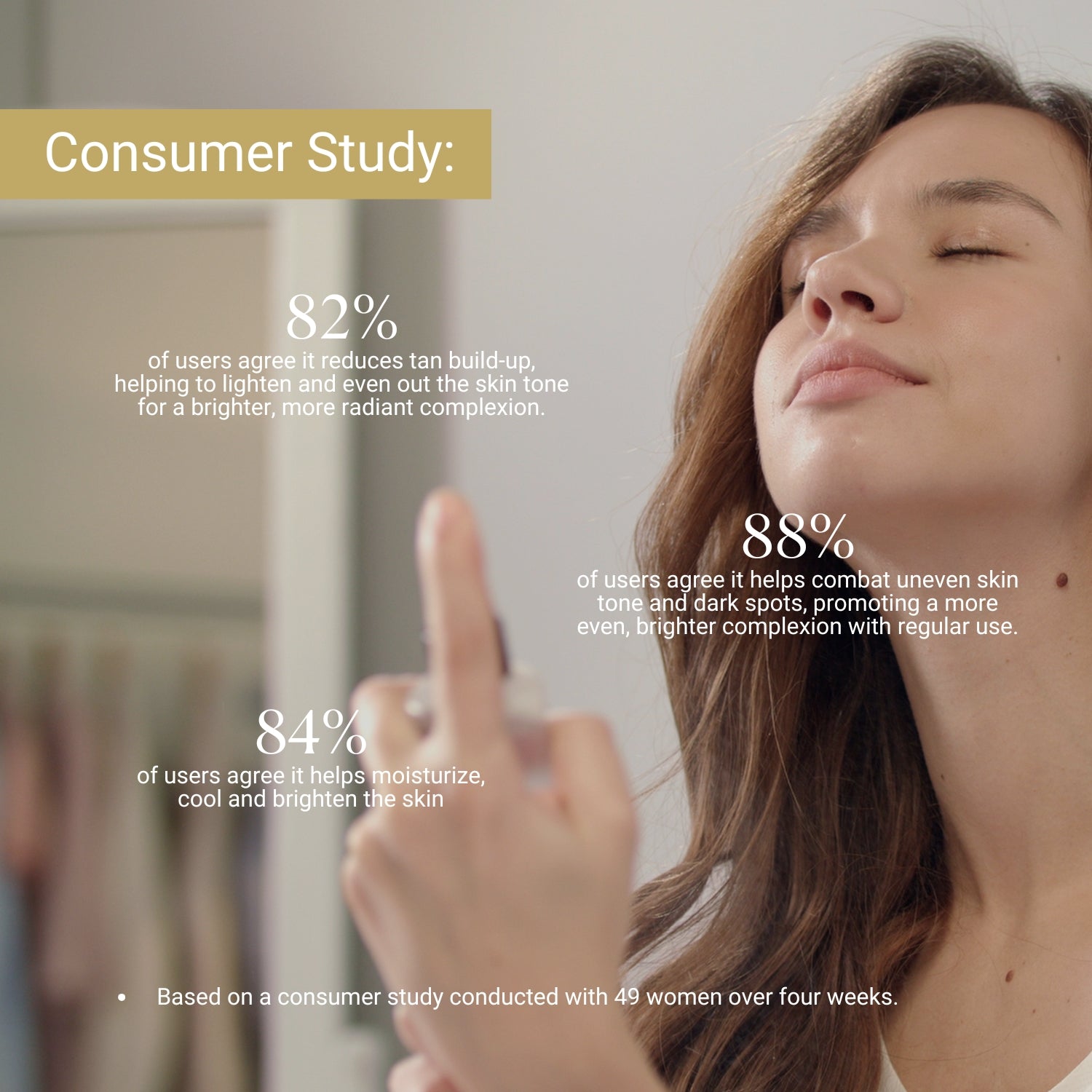 Lashika De-Tan Spray helps reduce tan, brighten skin, and even out complexion.