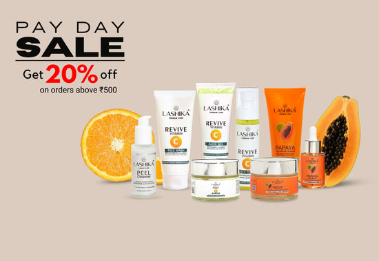 Lashika Skincare products, featuring a 'Pay Day Sale' promotion.
