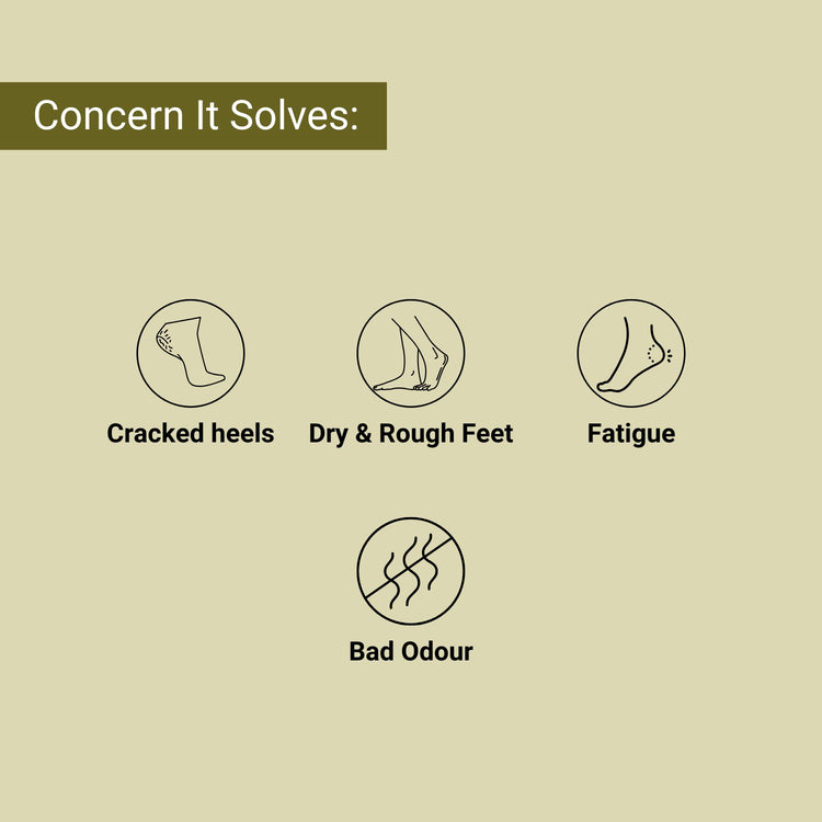 Targets cracked heels, dryness, rough skin, foot fatigue, and bad odour for soft, refreshed, and healthy-looking feet.