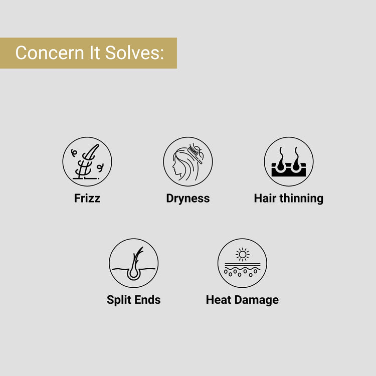 Lashika Hair Serum targets frizz, dryness, thinning, split ends & heat damage for smooth, healthy hair.