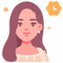 A girl with long hair wearing a pink dress, promoting Lashika Skincare with a cheerful expression.