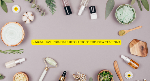 An image of beauty products with 'Best Beauty Resolutions' text, emphasizing Skincare for achieving healthy, glowing skin.