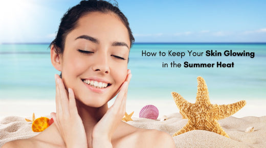 A person basking in the sunlight by the beach, gently touching her face, highlighting the importance of hydration for radiant summer skin.