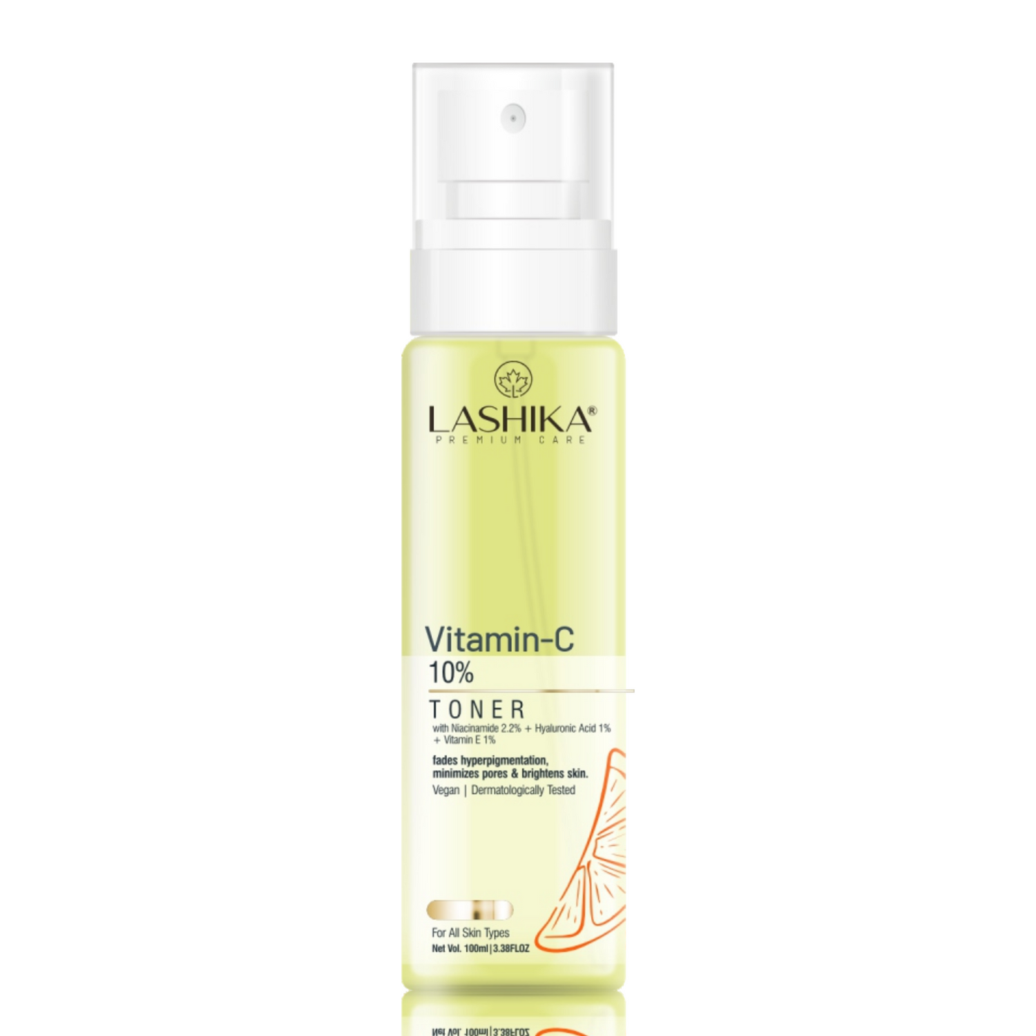 Lashika Vitamin-C 10% toner bottle on a white background