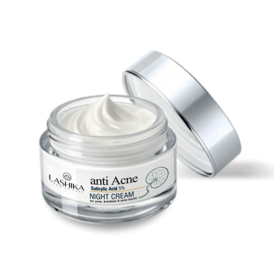 anti Acne Night Cream with 2% Niacinamide, 1% Salicylic Acid, 0.5% Glycolic Acid, & 0.5% Gotu Kola Extract