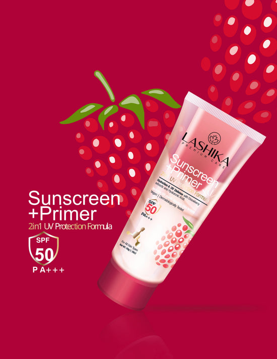Sunscreen + Primer with Strawberry Extracts, Hyaluronic Acid & Niacinamide