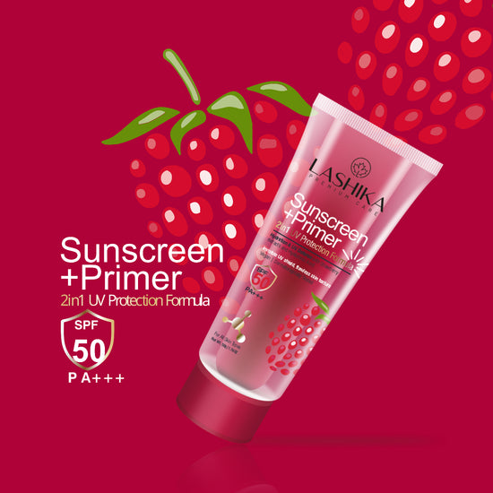 Sunscreen + Primer with Strawberry Extracts, Hyaluronic Acid & Niacinamide