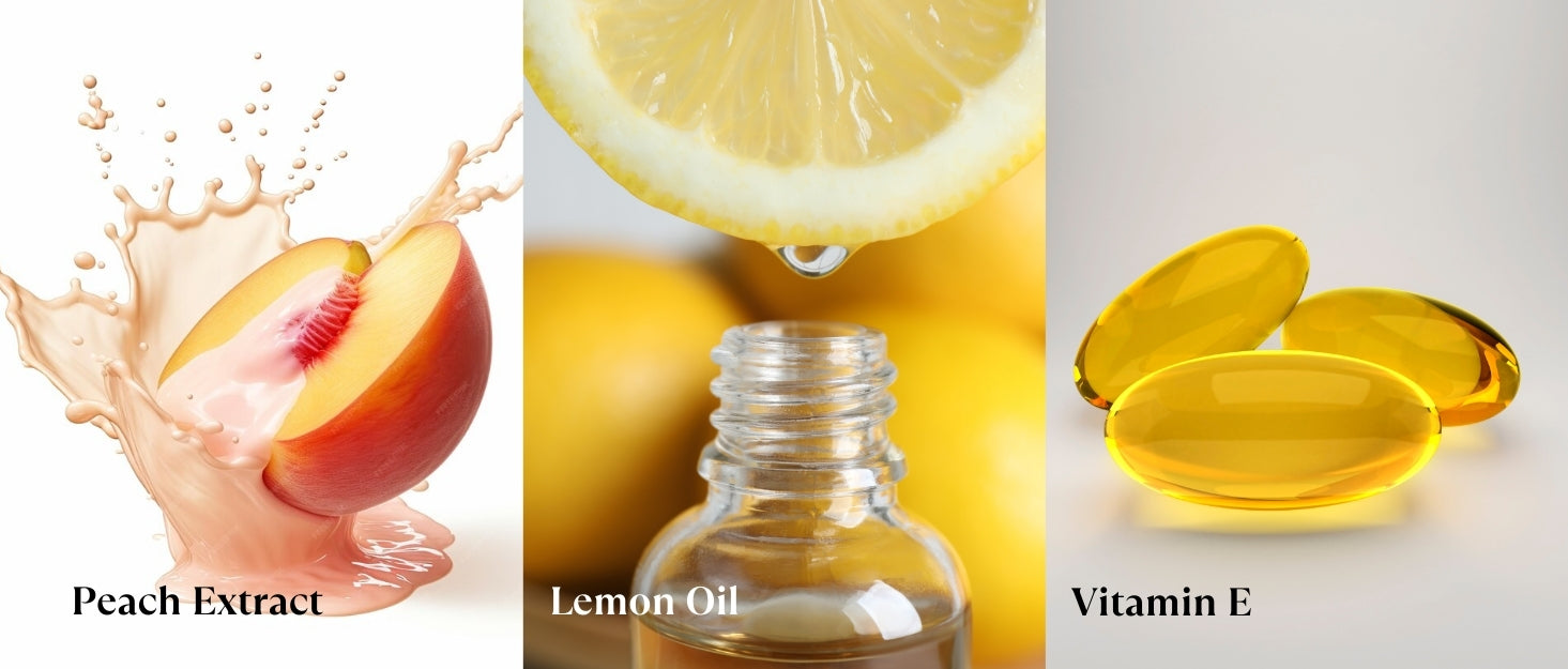 Fruit Fusion Facial Kit with Peach Extract, Lemon Oil & Vitamin E for nourished, radiant skin. Deep cleansing & hydration.