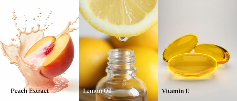 Fruit Fusion Facial Kit with Peach Extract, Lemon Oil & Vitamin E for nourished, radiant skin. Deep cleansing & hydration.