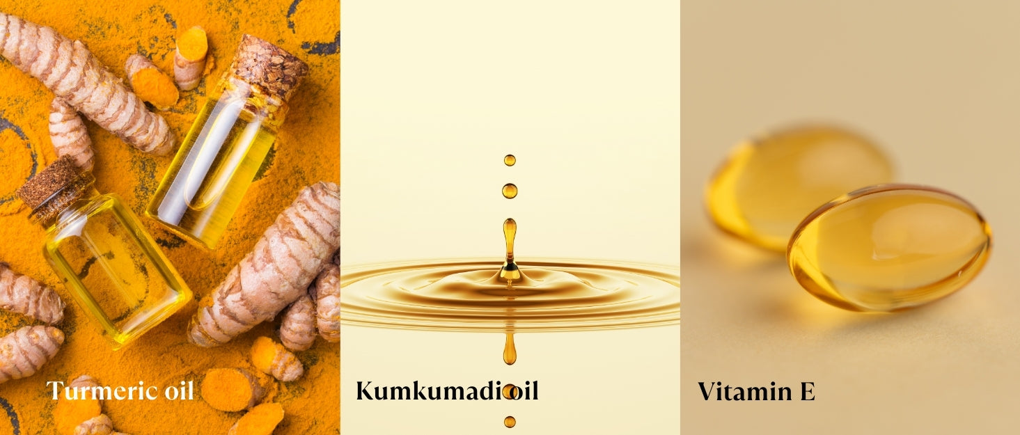 Lashika Lumiara Daily Moisturizer with Turmeric Oil, Kumkumadi Oil, and Vitamin E deeply hydrates, improves skin texture, and boosts radiance.