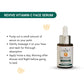 Lashika Revive Vitamin C Face Serum: A brightening and rejuvenating serum with vitamin C, alpha arbutin, pomegranate, collagen peptide, and jojoba ester. The image includes usage instructions: pump a small amount, massage onto face and neck, apply twice daily.