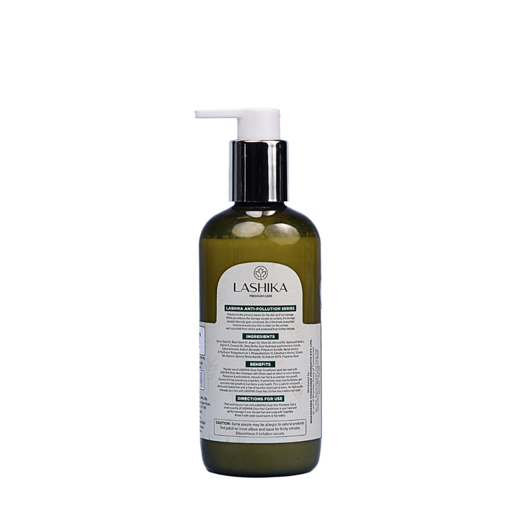 Back view of Lashika Onyn Hair Conditioner bottle (300ml) with label displaying ingredients, benefits, and usage instructions