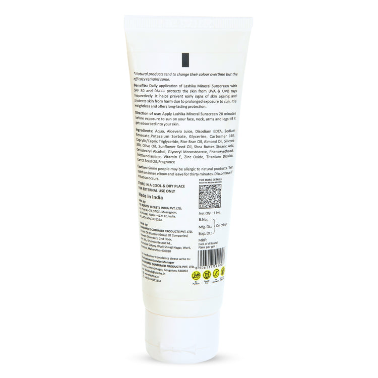 Back image of Lashika Mineral Sunscreen