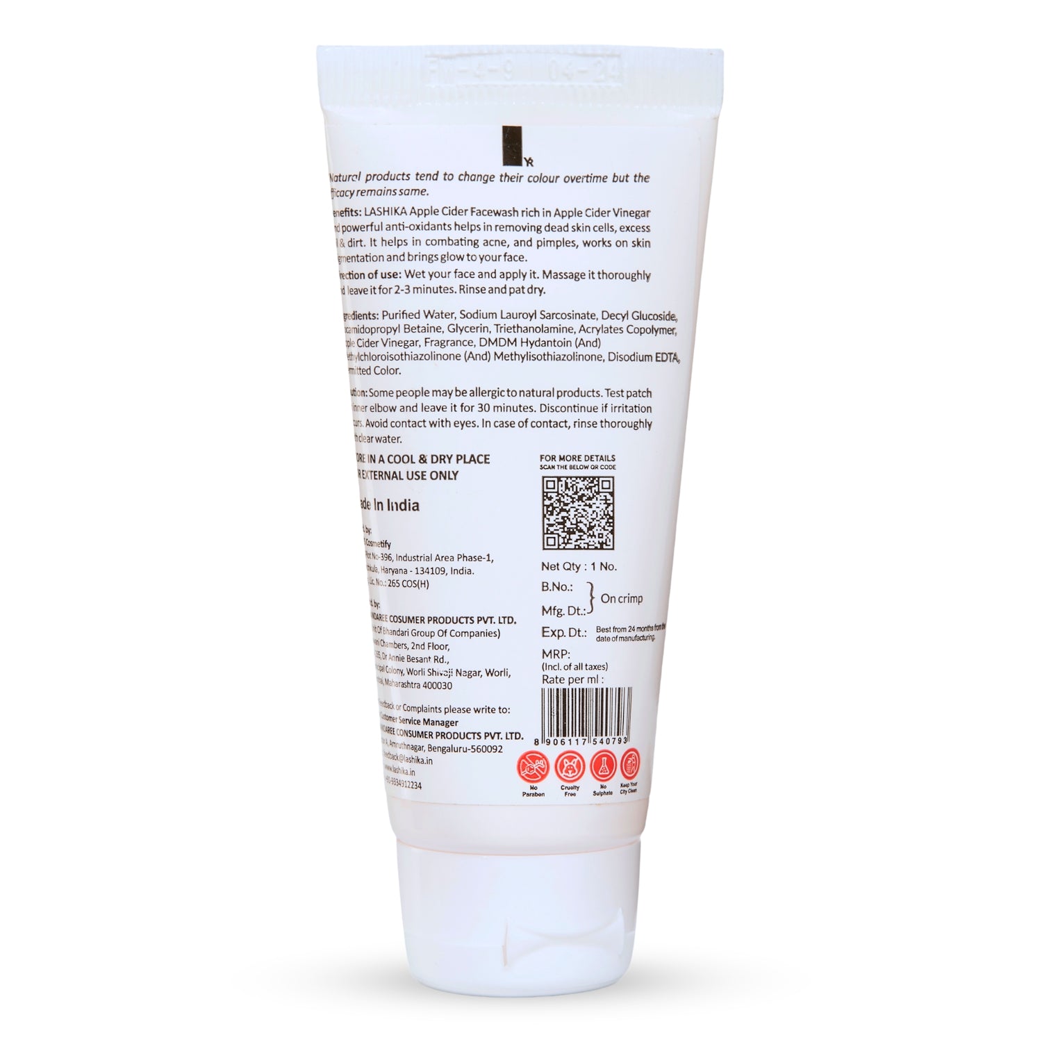 Back image of Lashika Apple Cider Face Wash