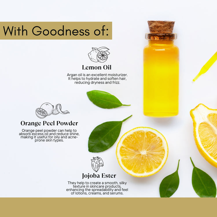 Enriched with Lemon Oil, Orange Peel Powder, and Jojoba Ester – Lashika De-Tan Facewash deeply cleanses, brightens, and nourishes the skin.