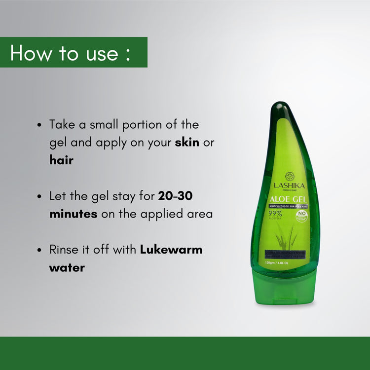  How to Use Lashika Aloe Gel – Apply on clean skin or hair, leave for 20-30 minutes, and rinse with lukewarm water for nourishment and hydration.