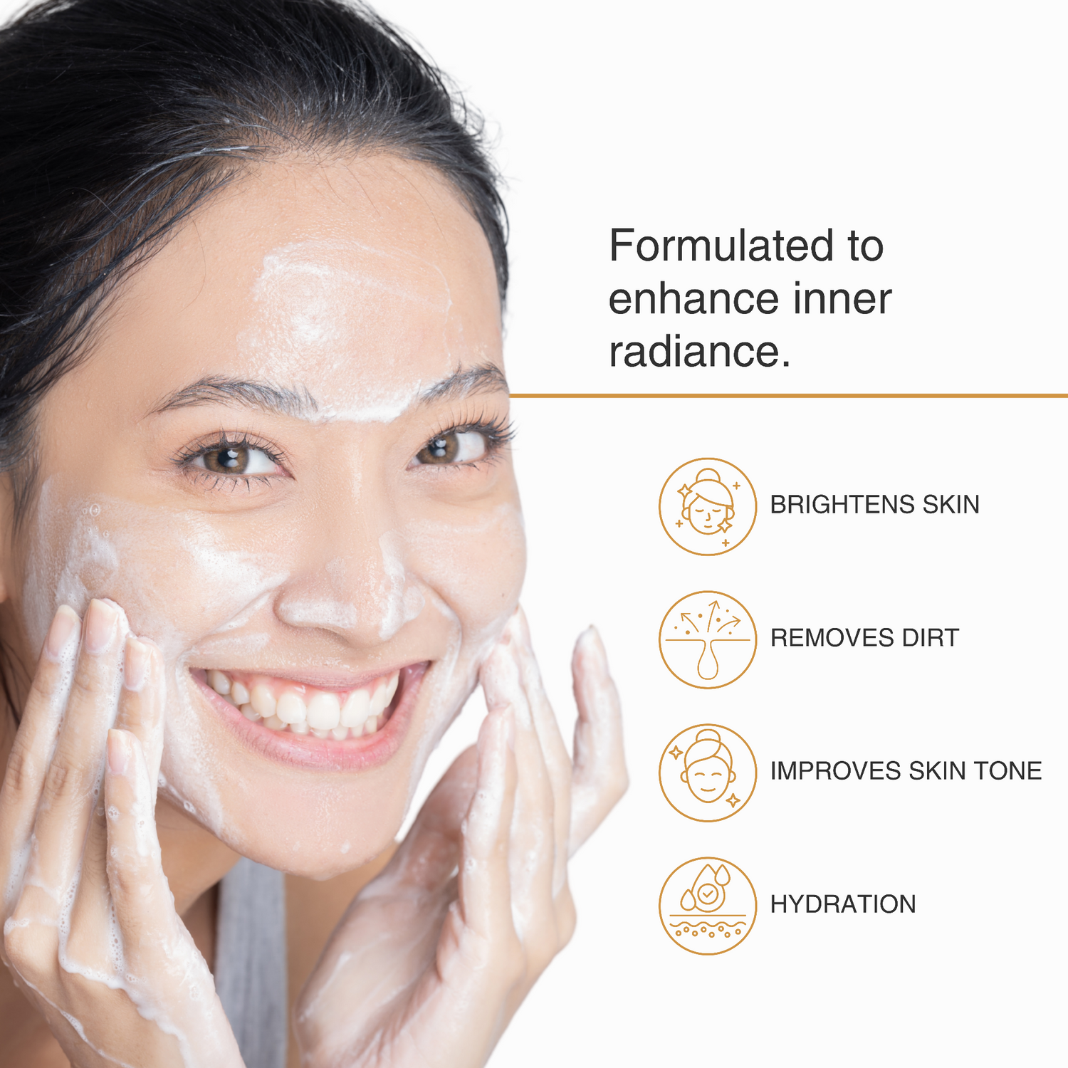  highlighting product benefits of Vit c facewash