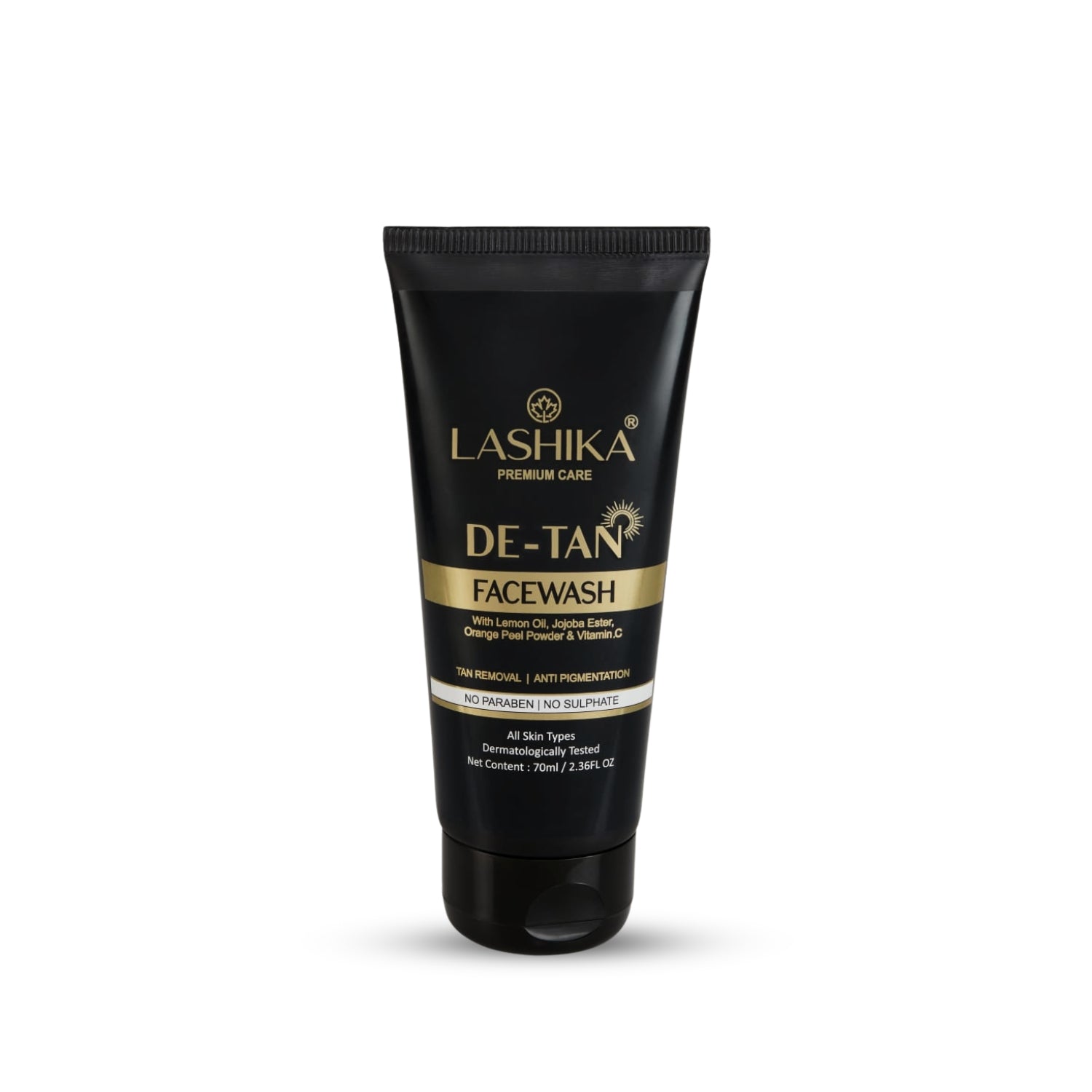 Lashika De-Tan Facewash with Vitamin C, Mulberry Extract, Niacinamide removes tan, brightens skin, and refreshes complexion.