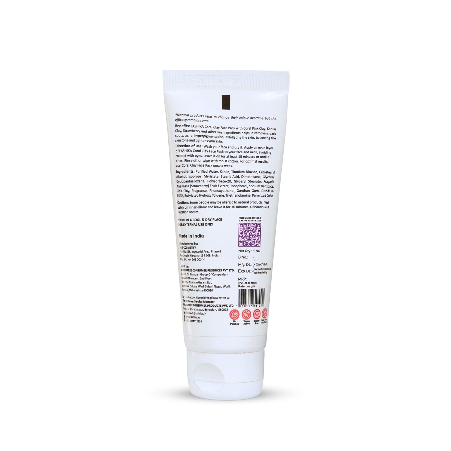 Back image of Lashika Coral Clay Face Pack