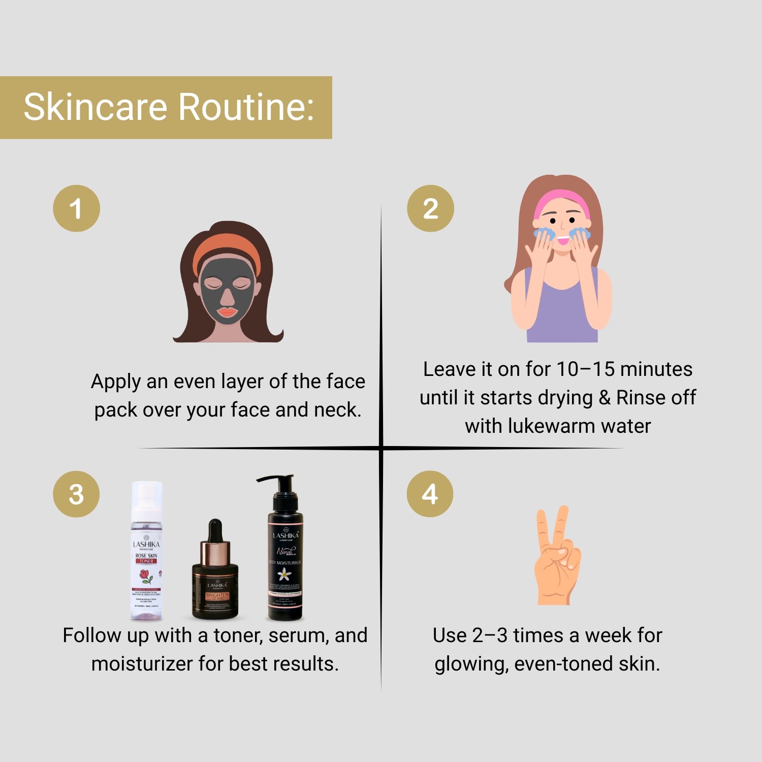 Lashika De-Tan Face Pack with Vitamin C, Kojic Acid & Jojoba for tan removal, brightening & even skin tone.