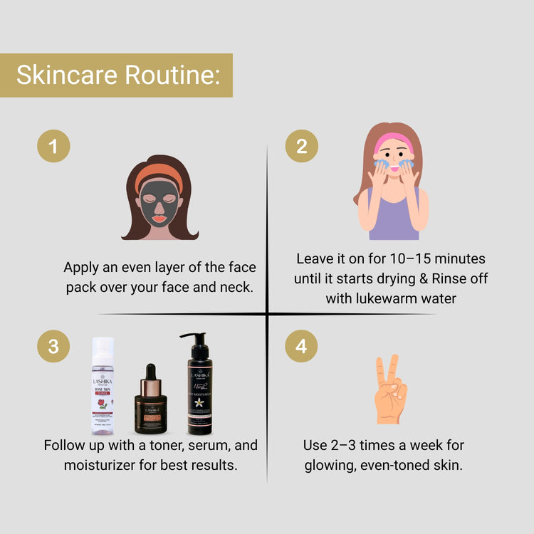 Lashika De-Tan Face Pack with Vitamin C, Kojic Acid & Jojoba for tan removal, brightening & even skin tone.