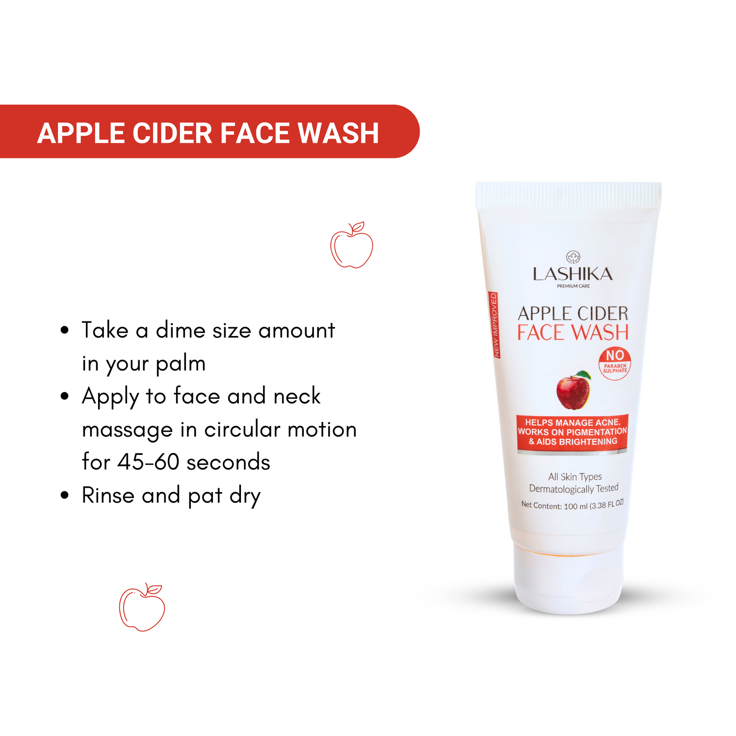 Apple Cider Face Wash for acne control, pigmentation, and skin brightening.