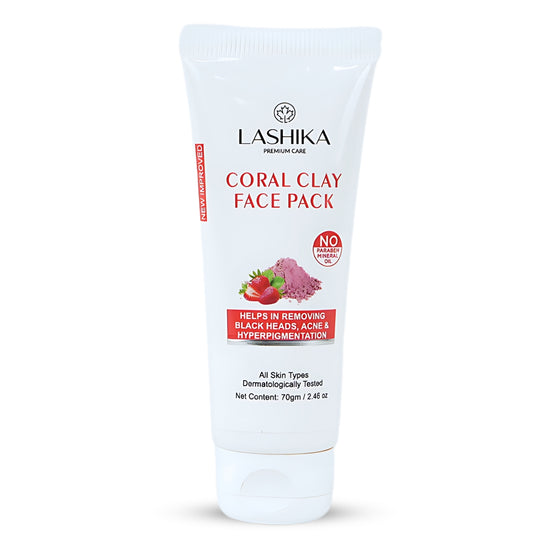 Lashika Coral Clay Face Pack with Pink Clay, Strawberry Extract, and Stearic Acid