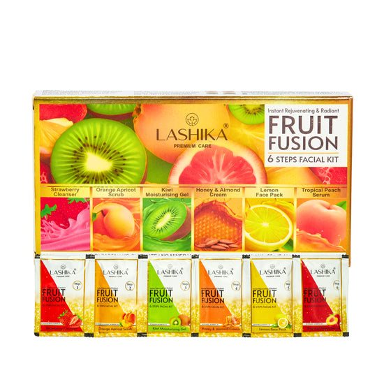 Lashika Fruit Fusion Facial Kit with Honey, Strawberry, Kiwi, Papaya & Peach – 6 Steps of Skin Rejuvenation
