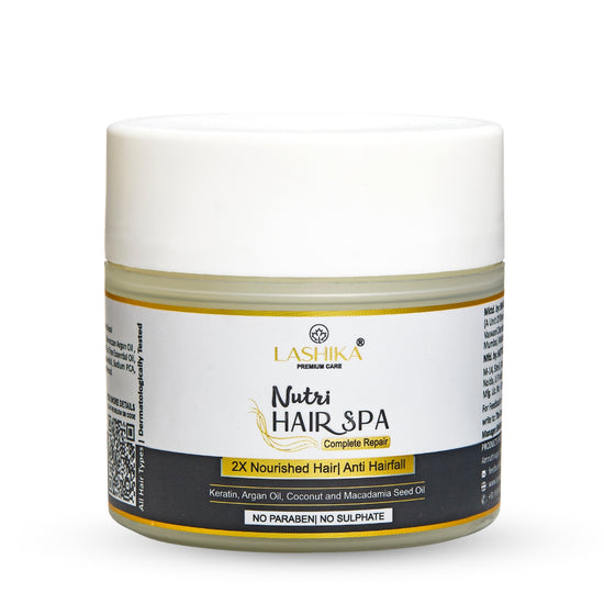 Lashika Nutri Hair Spa with Keratin, Argan Oil, Coconut & Macadamia Seed Oil for 2X nourishment and anti-hairfall care