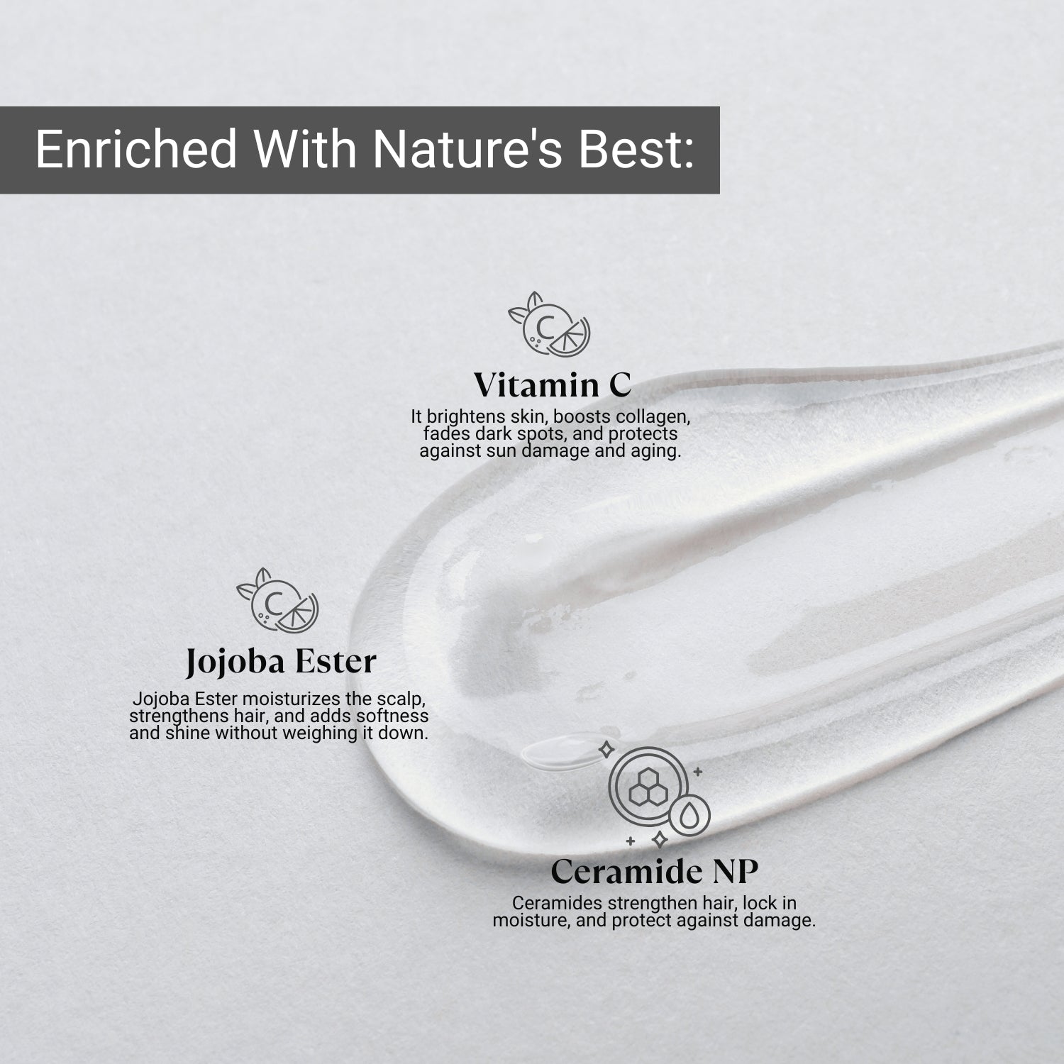Lashika Peel Cleanser with Vitamin C, Jojoba Ester & Ceramide NP for bright, hydrated, and youthful-looking skin.