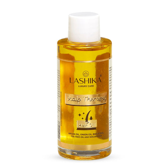 Lashika Scalp Therapy Hair Oil with Argan, Onion, Bakuchiol, Tea Tree, and Macadamia Oils for healthy scalp and hair