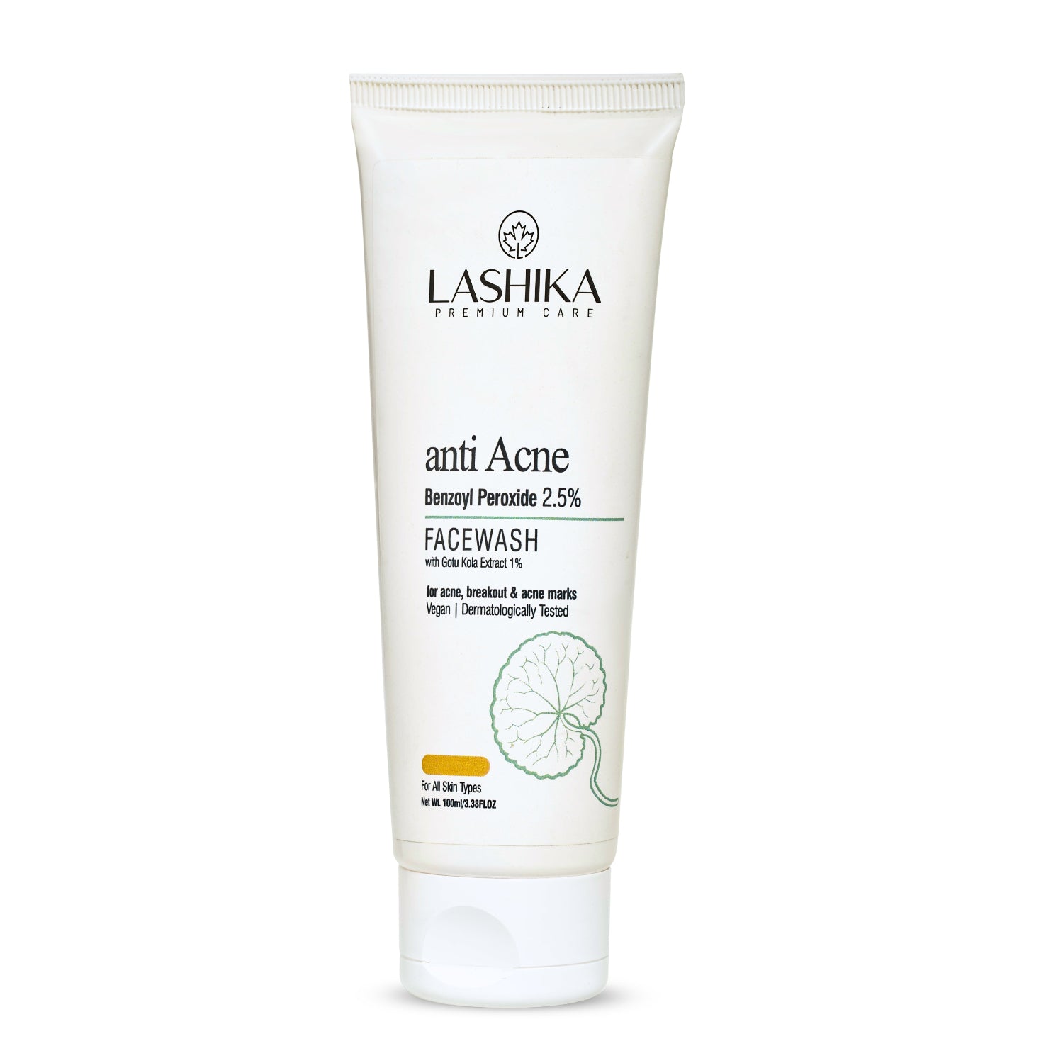 Lashika anti Acne facewash tube on a white background