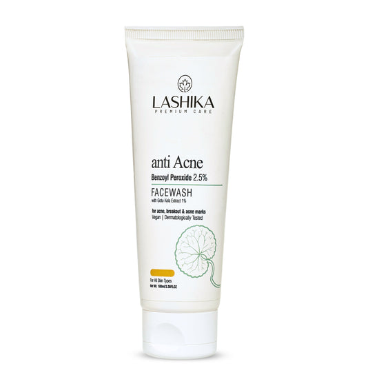 Lashika anti Acne facewash tube on a white background