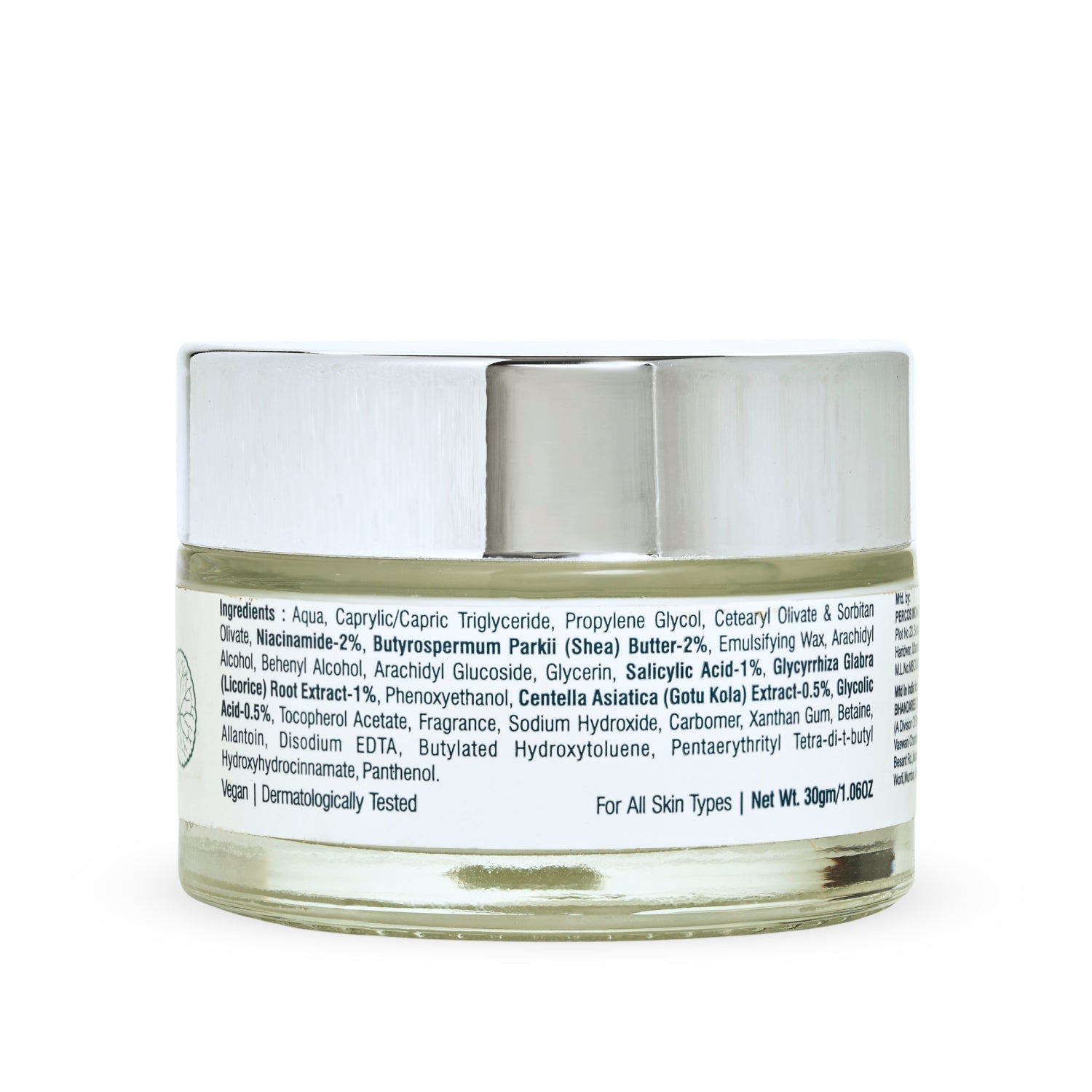 Glass jar of anti acne night cream